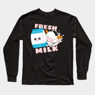 Fresh Milk Kawaii Cow Milk Bag Anime Manga Japan Long Sleeve T-Shirt